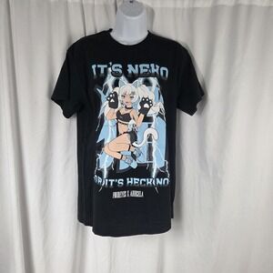 Foureyes Shirt Mens Medium Black It's Neko Heck No Anime Cat Graphic Tee Top